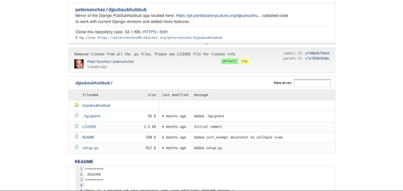 djpubsubhubbub bitbucket page.